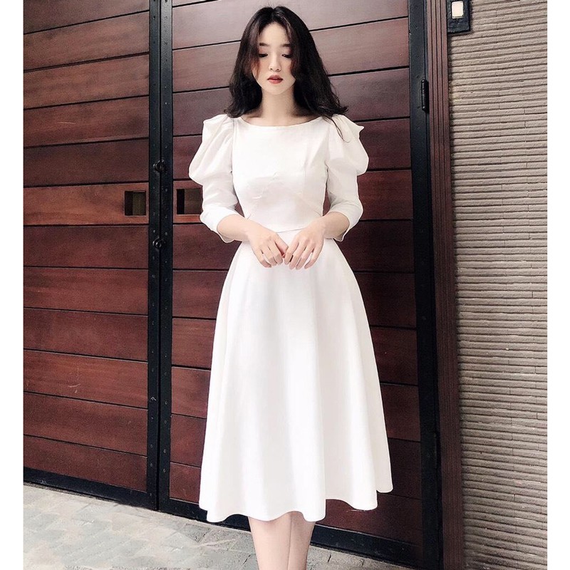 Đầm xòe dự tiệc tay phồng S&amp;M siêu xinh GR121, có bigsize, giá rẻ