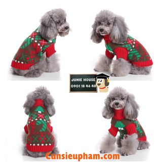 Áo len cổ lọ Noel cho chó mèo nhỏ