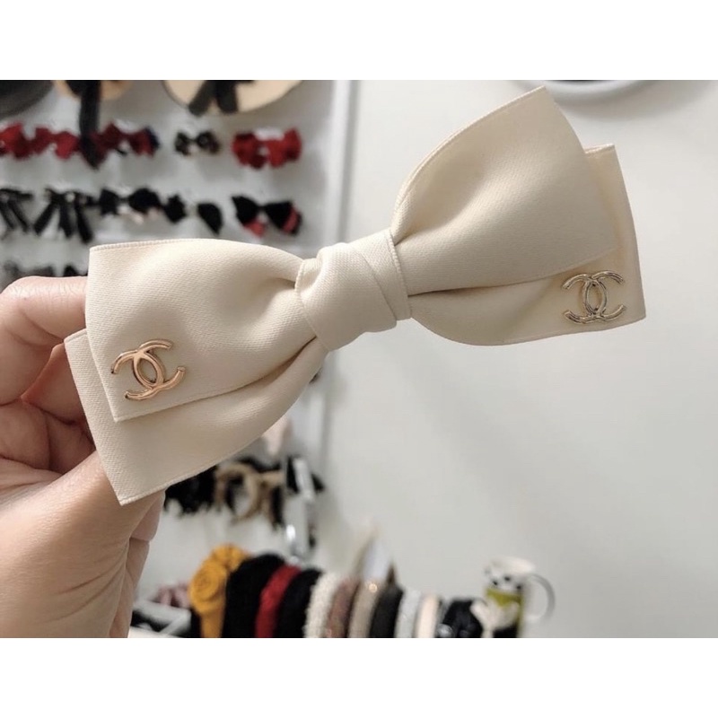 Kẹp tóc nơ c h a n €l cao cấp lụa mờ