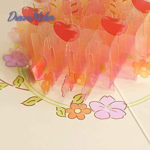 Pop Up Birthday Card Happy Birthday Greeting Card with 3D Birthday Cake Signature Paper Cute Printing 15.5*13cm Folded