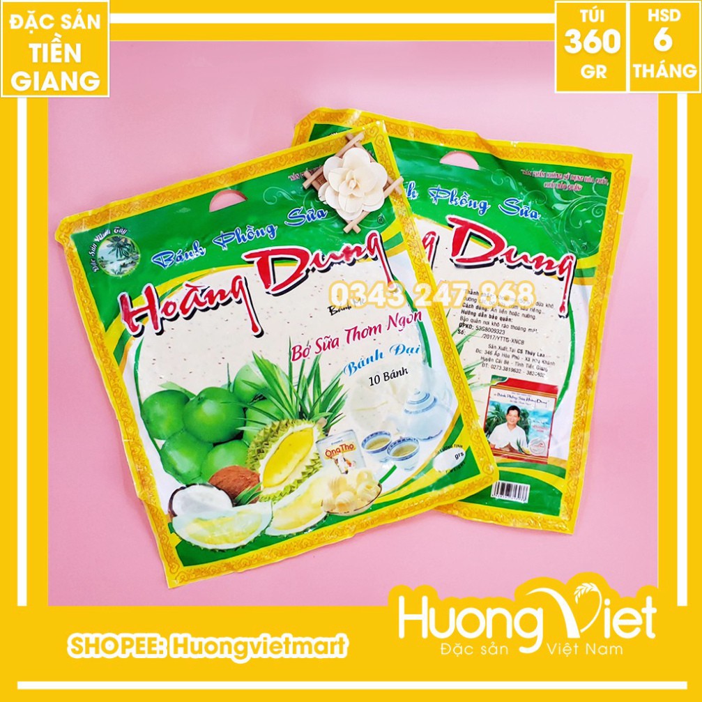 Bánh tráng sữa Hoàng Dung mè 360g, bánh phồng sữa miền tây