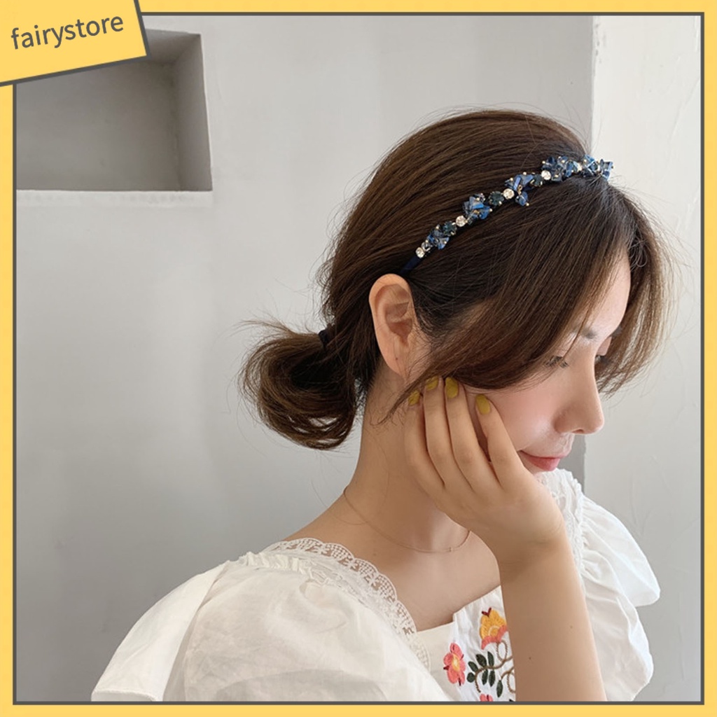 Băng Đô Cài Tóc Đính Pha Lê Giả Lấp Lánh Nhiều Màu Sắc Chống Trượt Có Thể Tái Sử Dụng