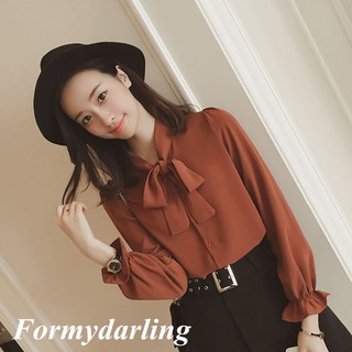 Sơ mi nữ tay dài cổ thắt nơ