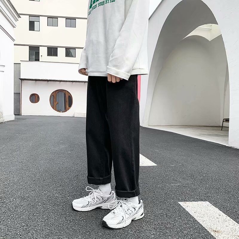 Quần bò, jean baggy nam, xanh + đen, ống suông rộng TR01, Style hàn quốc | BigBuy360 - bigbuy360.vn