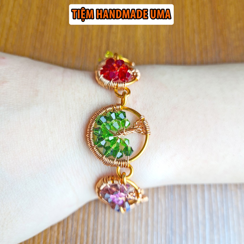 Vòng tay nữ phong thủy tree of life đính đá nhiều màu phong cách boho | BigBuy360 - bigbuy360.vn
