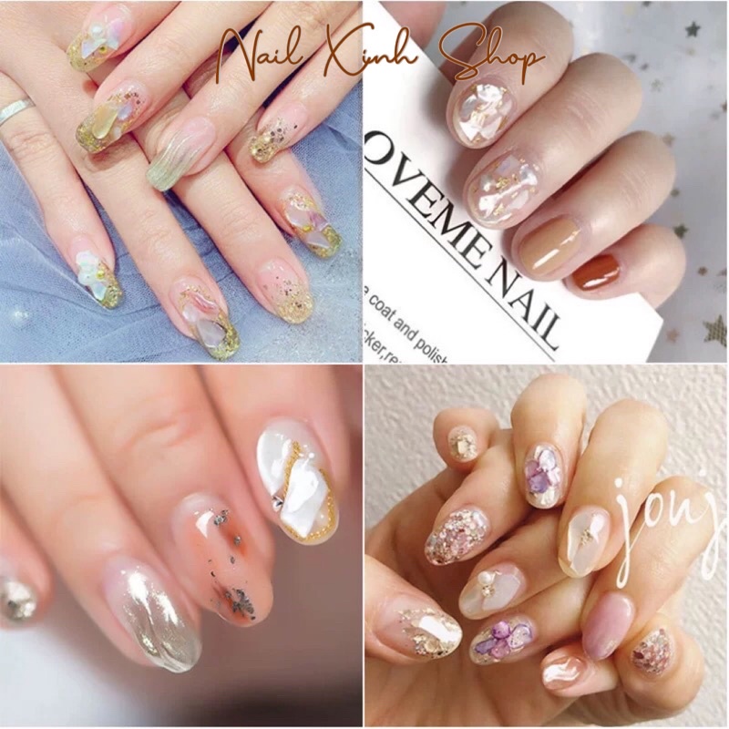 Xà cừ nail vân đá ,phụ kiện trang trí móng tay màu mới , siêu mỏng
