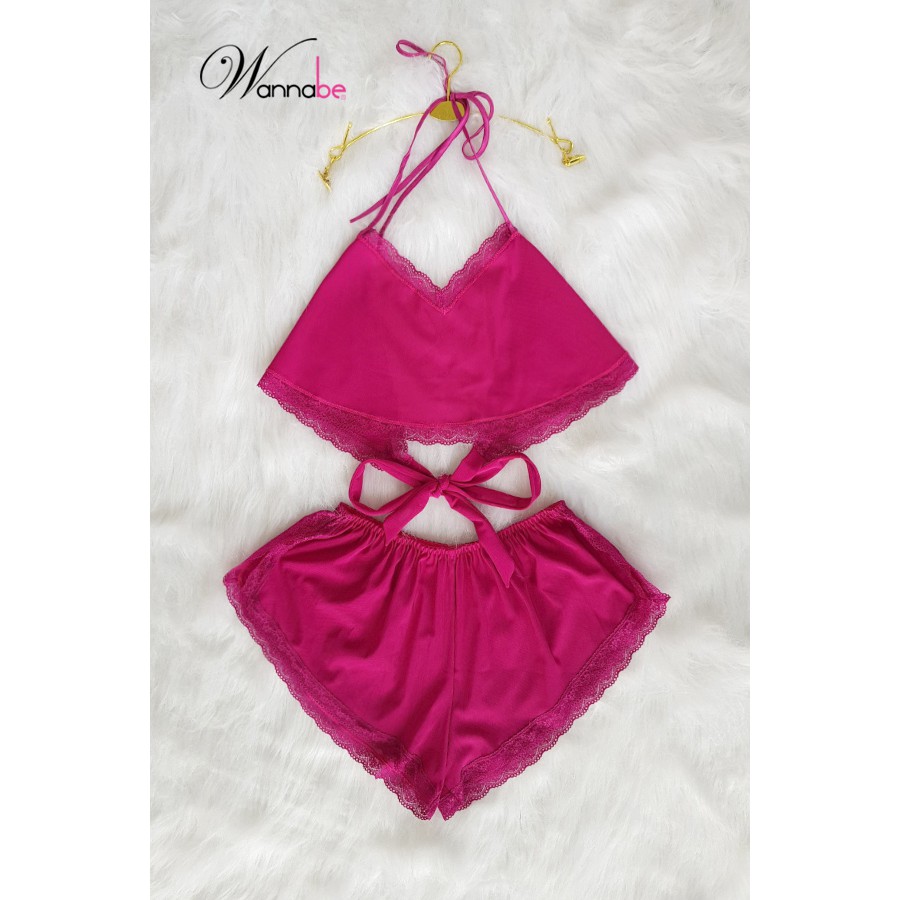 Đồ bộ mặc nhà sexy wannabe bsc04 kiểu dáng áo yếm quần tim gợi cảm quyến rũ