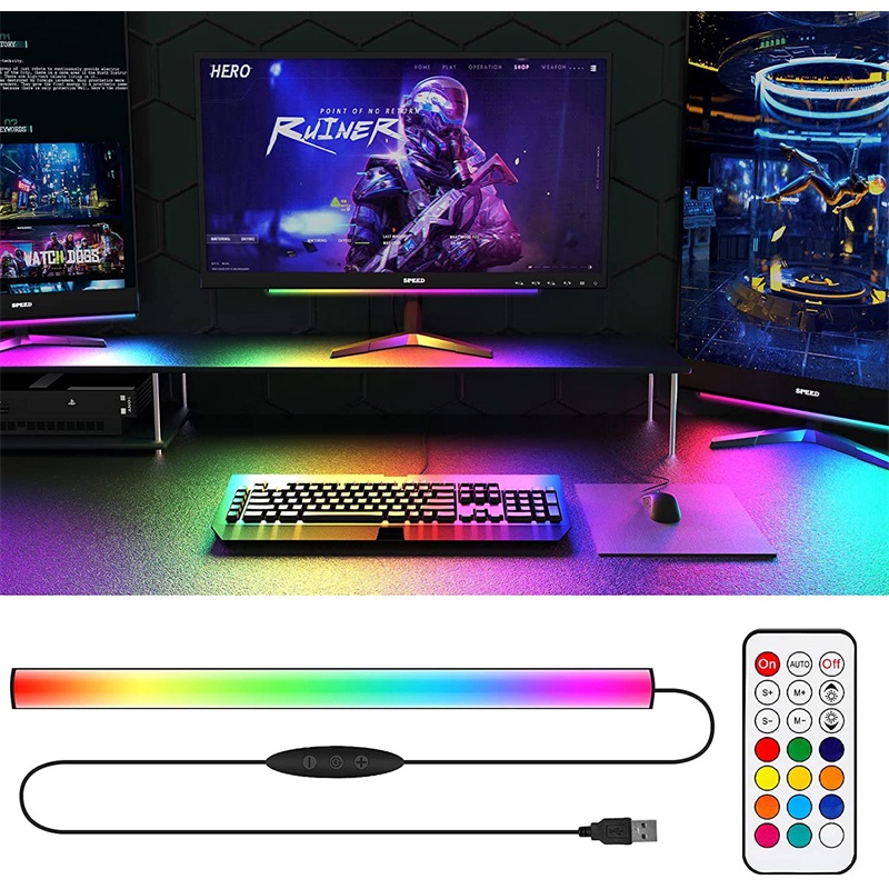 Thanh Đèn Led RGB Cổng USB Điều Khiển Từ Xa Gắn Dưới Màn Hình TV Chơi Game