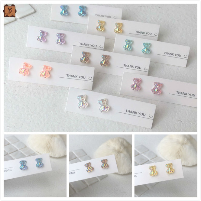 Khuyên tai hình gấu màu sắc ngọt ngào phong cách Hàn Quốc xinh xắn cho nữ