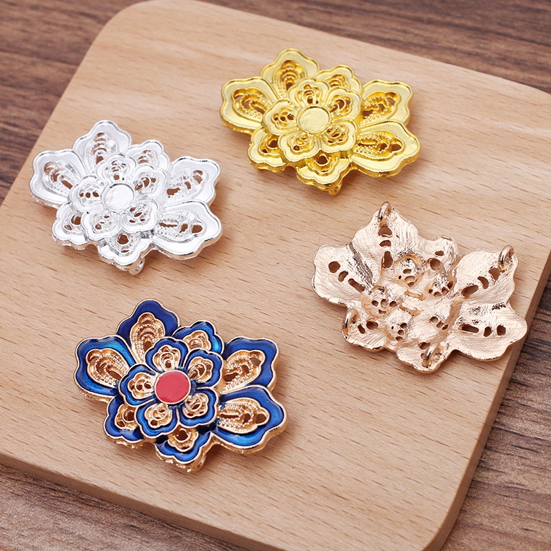 Phiến đúc họa tiết hoa 27*41mm nguyên liệu làm trâm làm trang sức cổ trang cosplay cổ phục có màu KC (NL0866)