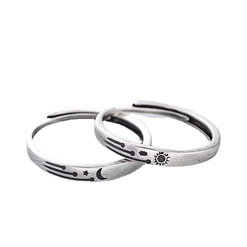 Nhẫn Cặp Hở Hình Mặt Trời / Mặt Trăng Đơn Giản Thời Trang