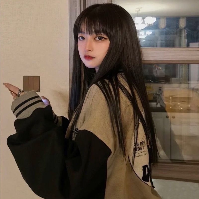 Áo khoác nỉ cardigan nâu tây ( thân nâu be tay đen ) | BigBuy360 - bigbuy360.vn