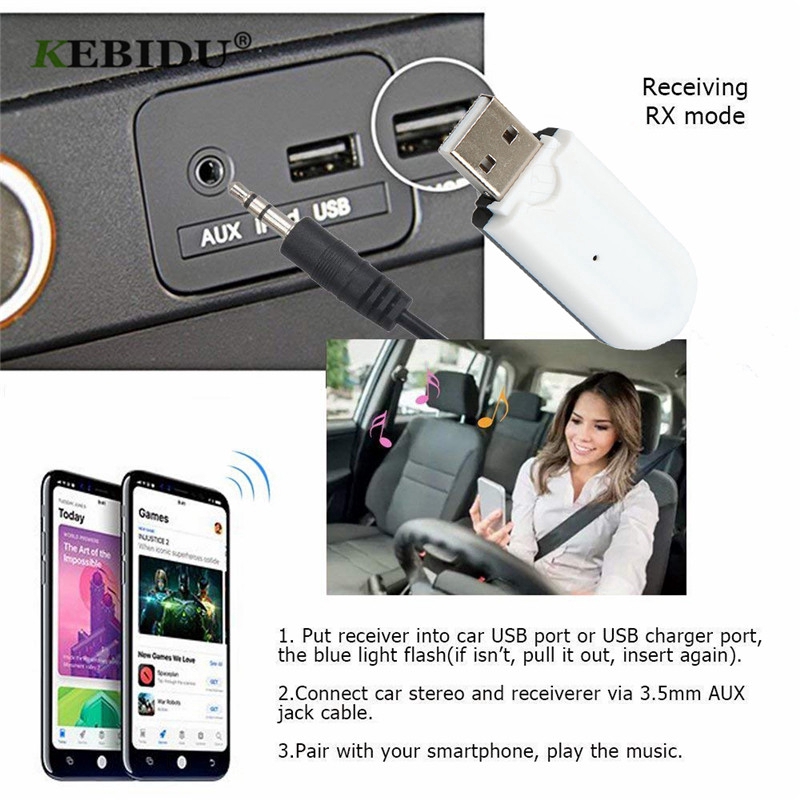 Đầu nhận USB Bluetooth 4.0 3.5mm cho bộ điều khiển âm thanh trên xe hơi