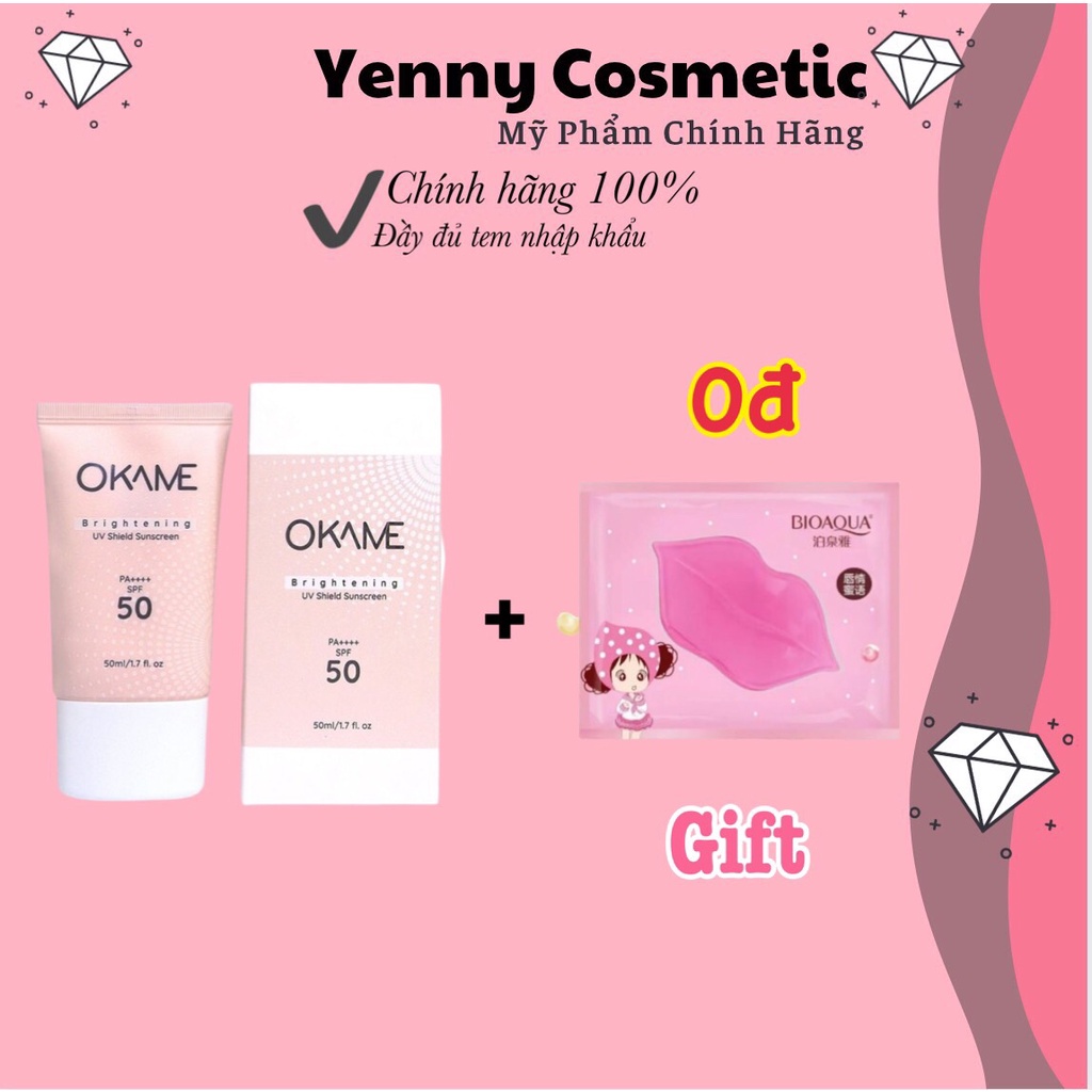 Kem Chống Nắng Nâng Tone Dạng Sữa Okame Brightening UV Shield Sunscreen SPF 50/PA++++