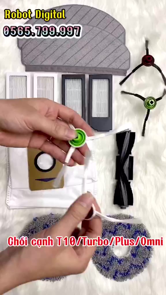 Phụ kiện Robot hút bụi Ecovacs Deebot X1,T10 Omni /Turbo chổi chính,khăn lau,giẻ lau,chổi cạnh, lọc bụi,gắn giẻ,túi rác | BigBuy360 - bigbuy360.vn