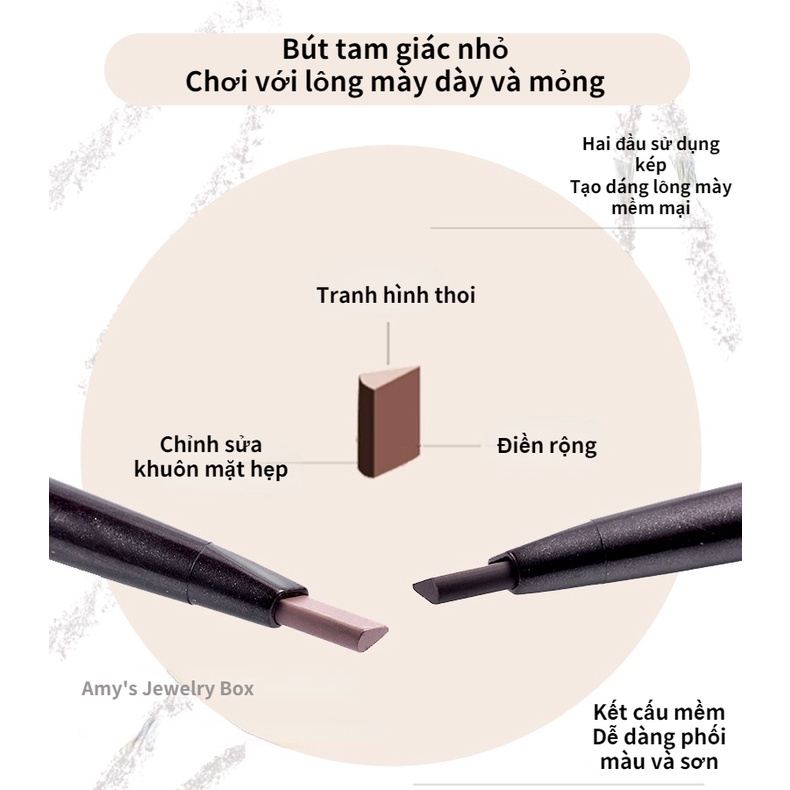 Chì kẻ mày hai đầu tự động xoay kháng nước không dễ phai màu trang điểm thời trang