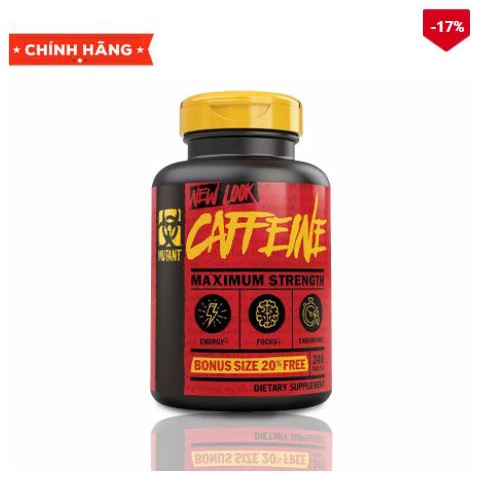 Viên uống Mutant Caffeine (240 viên) nhập khẩu Canada, giảm mệt mỏi, tăng cường tỉnh táo, tăng khả năng tập trung não bộ