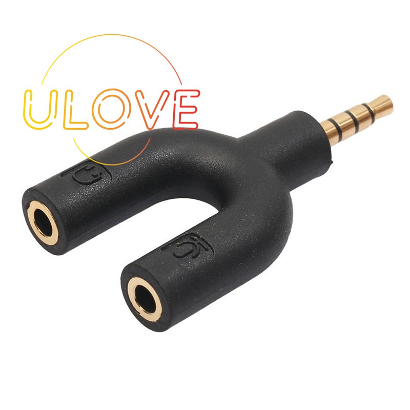 Dây cáp chia cổng 3.5mm hình chữ U cho tai nghe và mic