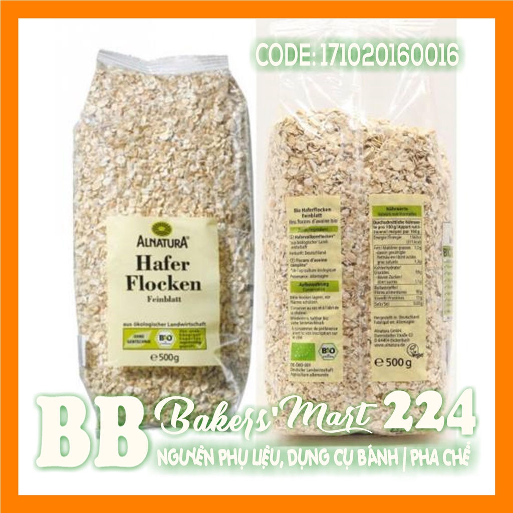 Yến mạch CÁN VỠ hữu cơ Alnatura Hafer Flocken BIO7 ĐỨC - 1 Gói 500gr