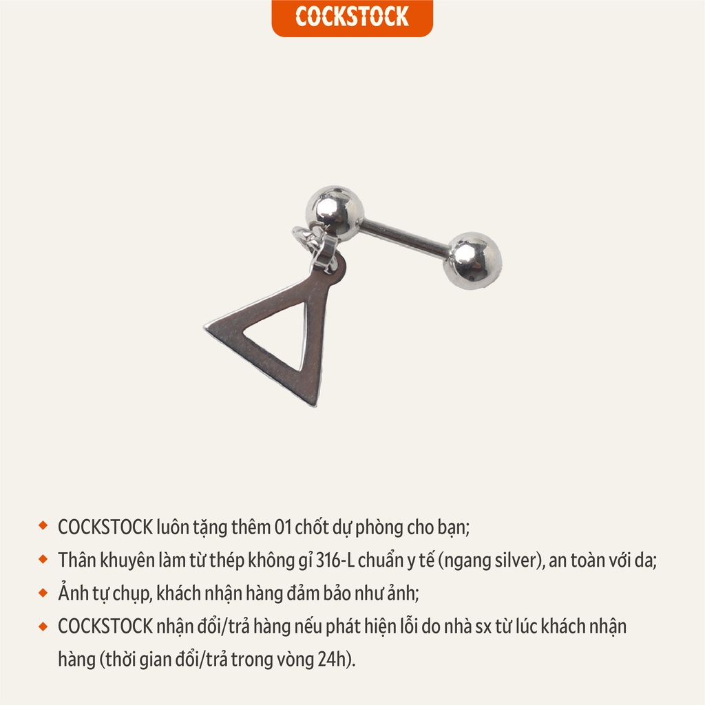 Khuyên tai tam giác rỗng thả CockStock