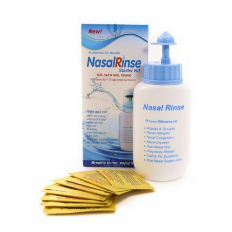 Bình rửa mũi xoang Nasal Rinse kèm 10 gói muối