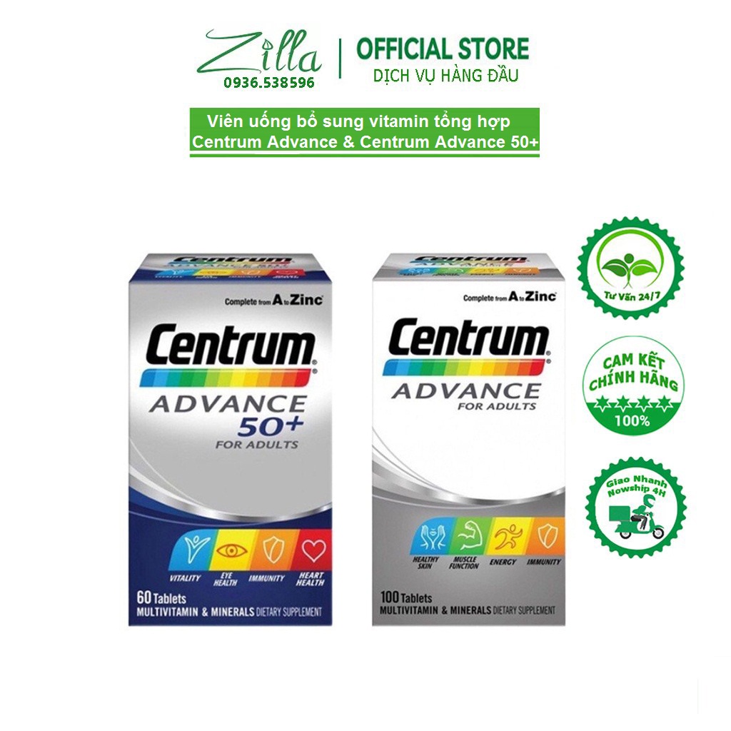 Viên uống bổ sung vitamin tổng hợp Centrum, Centrum Advance & Centrum Advance 50+ 100 viên