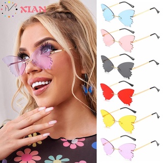 XIANSTORE Vintage Rimless Streetwear Metal Frame Butterfly Sunglasses for Women UV Protection for Party Fashion Eyewear Sun Glasses/Multicolor