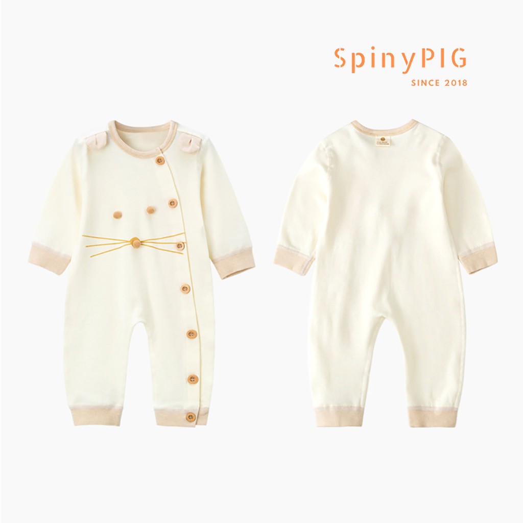 Bộ body dài tay sơ sinh 0-2 tuổi 100% cotton tự nhiên không chất tẩy nhuộm an toàn cho bé mặt mèo dễ thương