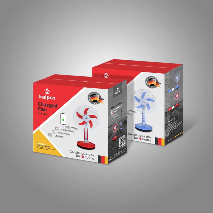 Quạt Sạc Tích Điện Kalpen Chính Hãng Công Nghệ Đức Có Đèn LED, Êm Ái Không Ồn mini công suất lớn