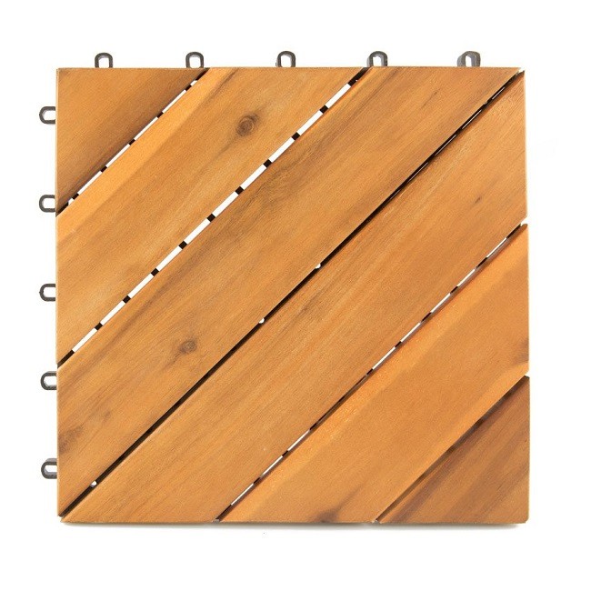 [2021] 5 Tấm Sàn Gỗ Teak - Keo Tự Nhiên Cao Cấp 6 Nan Chéo R30 Cm Ikea Dùng để lót lối đi, ban công Home Decor