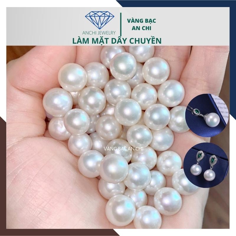 Hạt trai tròn xoe gắn nhẫn / bông tai / mặt dây chuyền, độ bóng 5A không vết sinh trưởng. Anchi jewelry