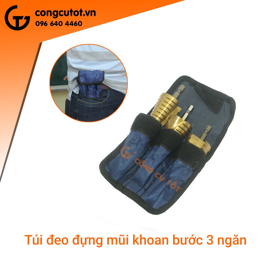 Túi đựng mũi khoan đeo hông 3 ngăn tiện dụng
