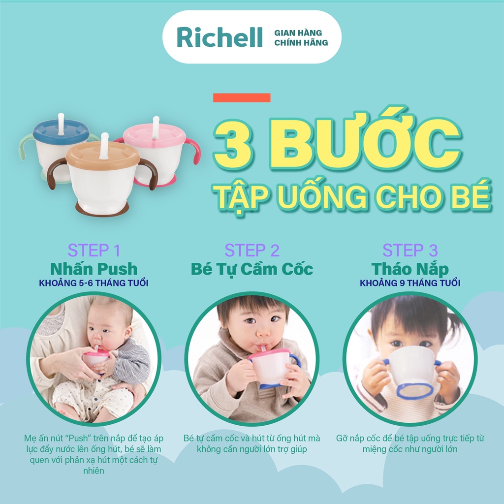 Cốc tập uống 3 giai đoạn AQ Richell Nhật Bản phiên bản châu Á | Baby