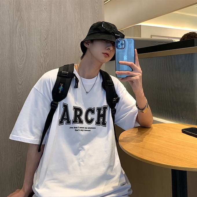 Áo thun Unisex form rộng tay lỡ, Áo phông nam nữ cotton thấm hút, dày dặn mềm mịn họa tiết ARCH