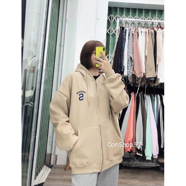 Áo Khoác Nỉ Bông Kéo Khóa Thêu Chữ S