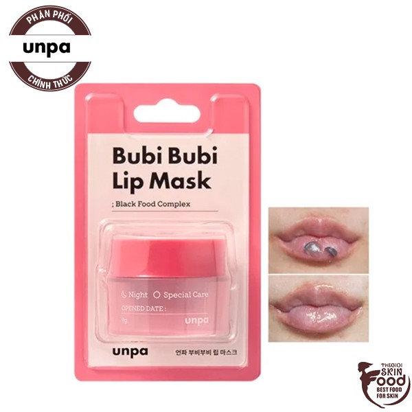 Mặt Nạ Ngủ Môi Dưỡng Ẩm Chống Lão Hóa Unpa Bubi Bubi Lip Mask 9g