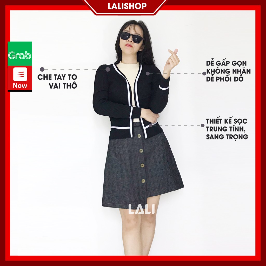 Áo khoác cardigan thun gân kẻ sọc