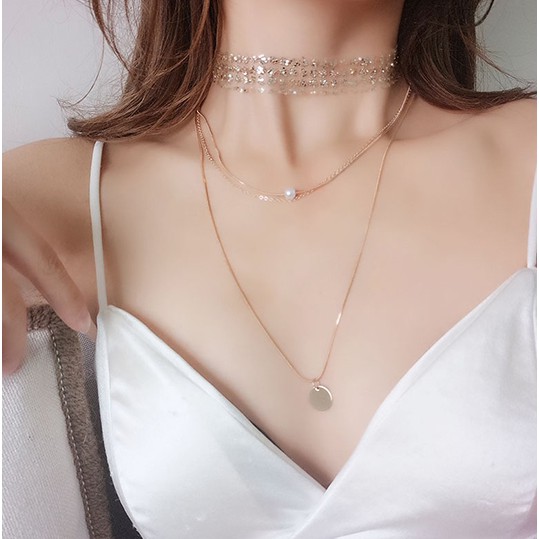 Bộ 2 choker kim tuyến và vòng cổ layer (có bán lẻ) - D391