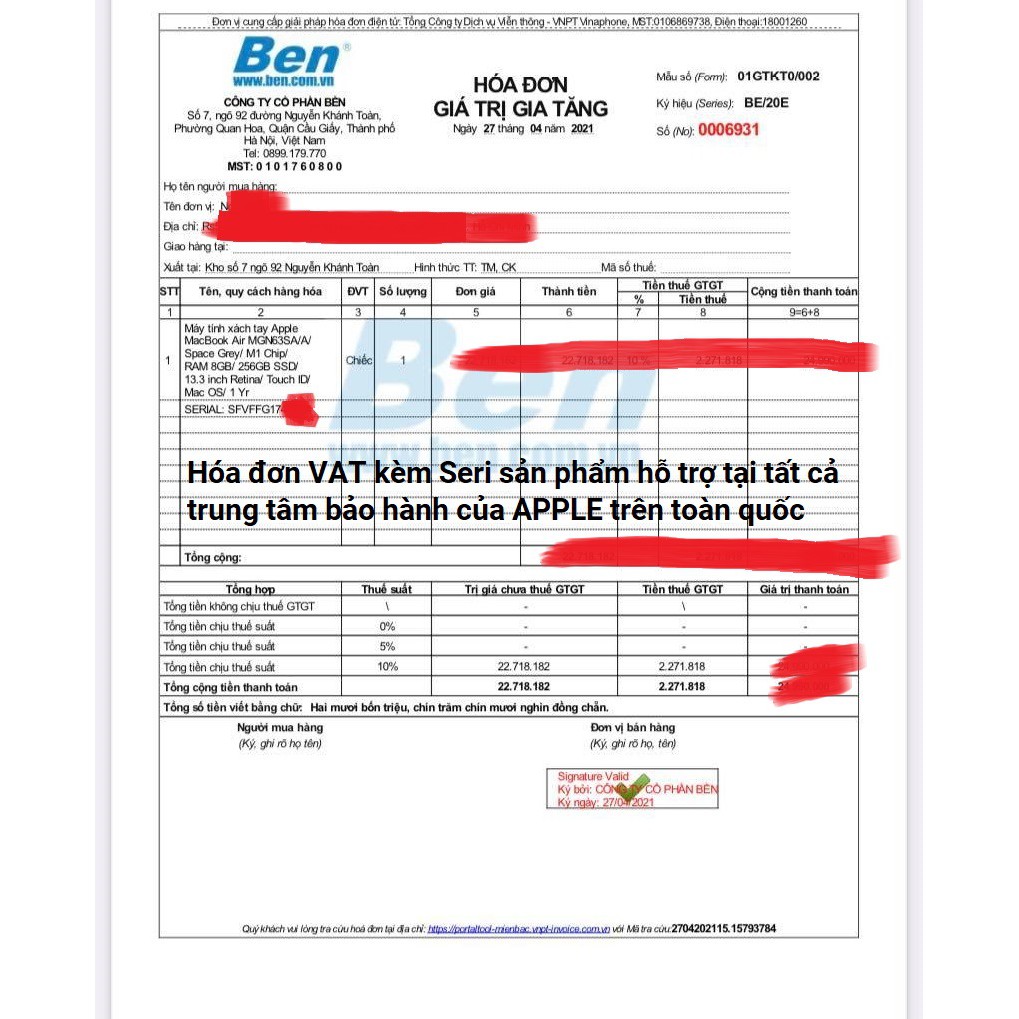 Apple MacBook Air (2020) M1 Chip, 13.3-inch, 8GB, 256GB SSD - SA/A Hàng Chính Hãng Bảo Hành Apple tại Việt Nam | BigBuy360 - bigbuy360.vn