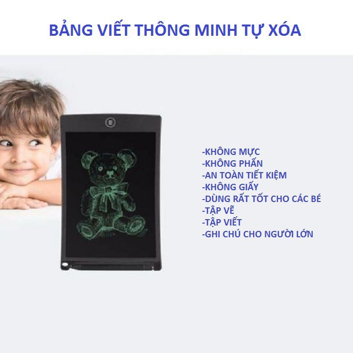 Bảng Viết Thông Minh LCD Tự Xóa 8.5 Inch Cho Bé Tập Vẽ, Viết