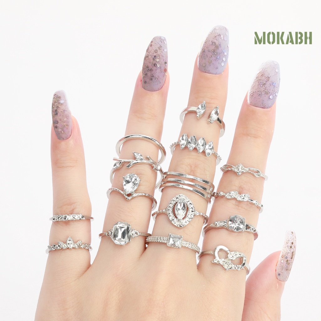 Bộ 15 Nhẫn Đính Đá Phong Cách Bohemian Thời Trang Cho Nữ