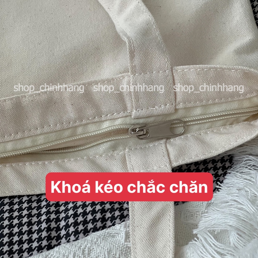 Túi tote đi học nữ vải Canvas hàn quốc giá rẻ in hình Merci AH1601