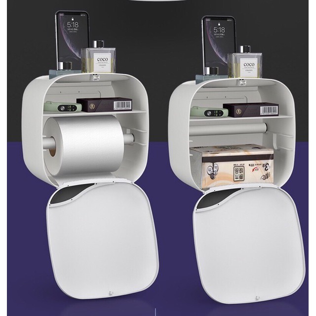 Hộp Đựng Giấy Vệ Sinh OENON Chống Nước 2 Ngăn Tiện Lợi (Tặng Kèm Miếng Dán)