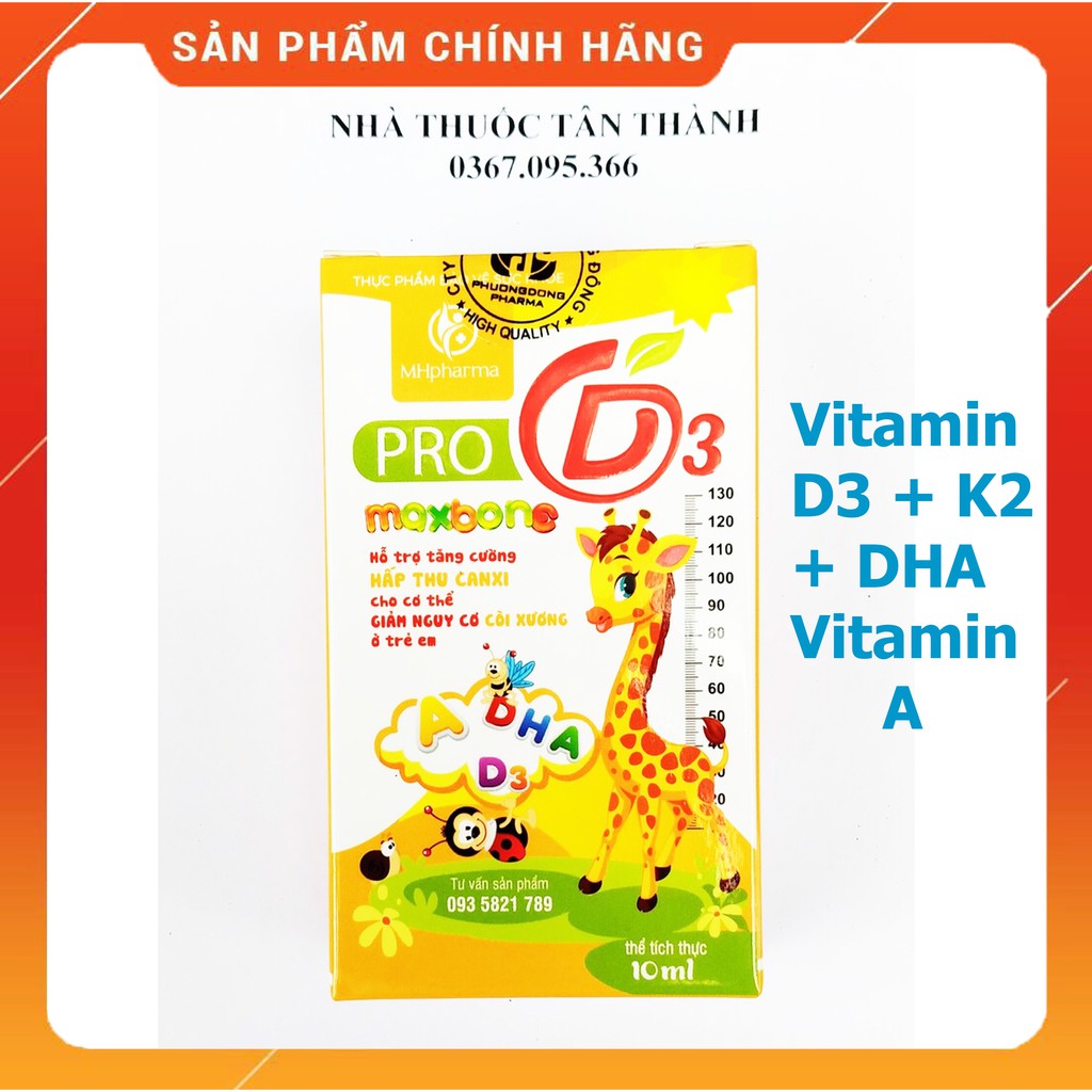 Pro Maxbone Vitamin D3 + K2 + DHA + Vitamin A cho bé ngủ ngon khỏe mạnh