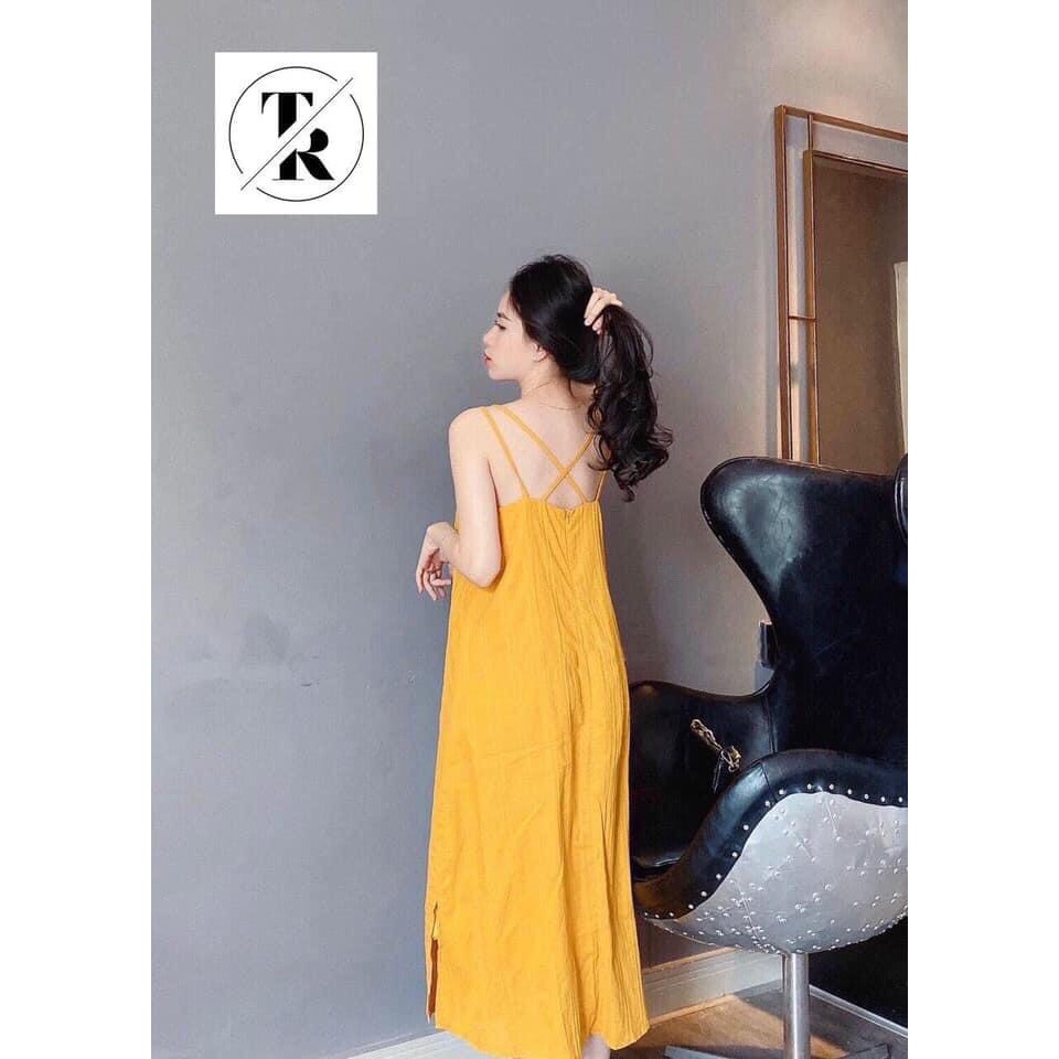 Đầm suông đan dây sau lưng chất liệu thoáng mát thấm hút mồ hôi đi biển đi chơi Ảnh thật   nguyentuananh1214