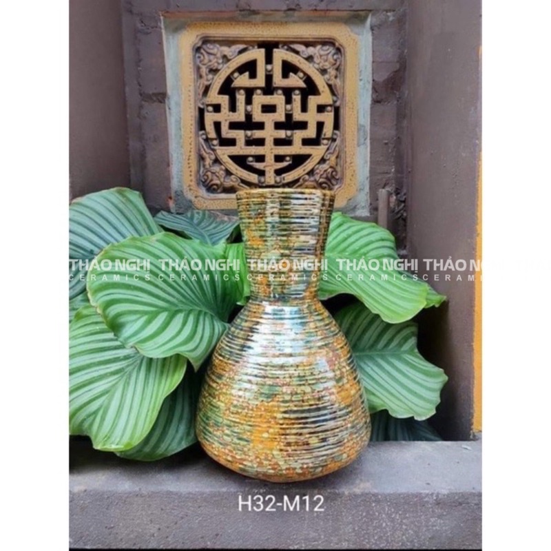 Bình hoa gốm Bát Tràng đang phễu men châu âu ganh nâu trang trí phòng - cắm hoa siêu đẹp