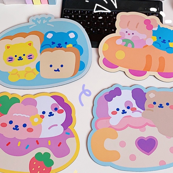 Miếng Lót Chuột Cao Su PVC Cao Su Chống Trượt Không Thấm Nước Họa Tiết Gấu Hoạt Hình Sáng Tạo Phong Cách Hàn Quốc