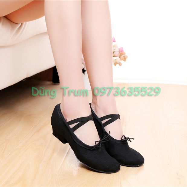 Giày múa bale cao gót 3cm bọc da lộn cực êm ái và bền