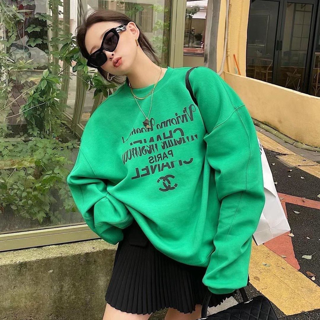 Áo Sweater vải Cotton mỏng dáng rộng thiết kế mới thời trang xuân thu cho nữ 2021