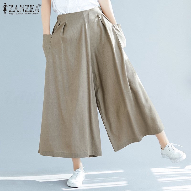 ZANZEA Quần dài ống rộng thời trang cá tính dành cho nữ